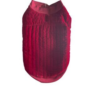 Isaac Mizrahi Quilted Velvet Dog Coat Jacket Burgundy Red Christmas Size L NW